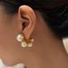 Fashionable Ins Plated Titanium Steel Retro Flower Stamen Pearl Small Earrings_ipsvogv.com
