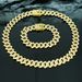 Unisex 15mm Alloy Full Diamond Diamond Cuban Chain Hip Hop Men's Double Row Four Sided Hip Hop Necklace Jewelry_ipsvogv.com