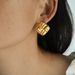 Women's Jewelry High End Fashion Niche Personality Twist Ear Buckle Stainless Steel Square Texture Earrings Temperament Earrings_ipsvogv.com