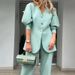 Women's fashion solid color lantern sleeve loose suit temperament commuting suit_ipsvogv.com
