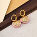 French heart-shaped pink drop glazed earrings, fashionable socialites, high-end feel, light luxury, versatile, niche_ipsvogv.com