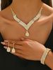 Wedding Necklace Earrings Bracelet Jewelry Luxurious Rhinestone High-end Bride Chain Set_ipsvogv.com