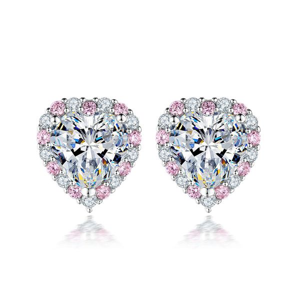 Women's Jewelry Set Love Jewelry Set 3 Piece Set 925 Sterling Silver Ring Pink Diamond Ring Heart Shaped Zircon Earrings Niche Necklace_ipsvogv.com