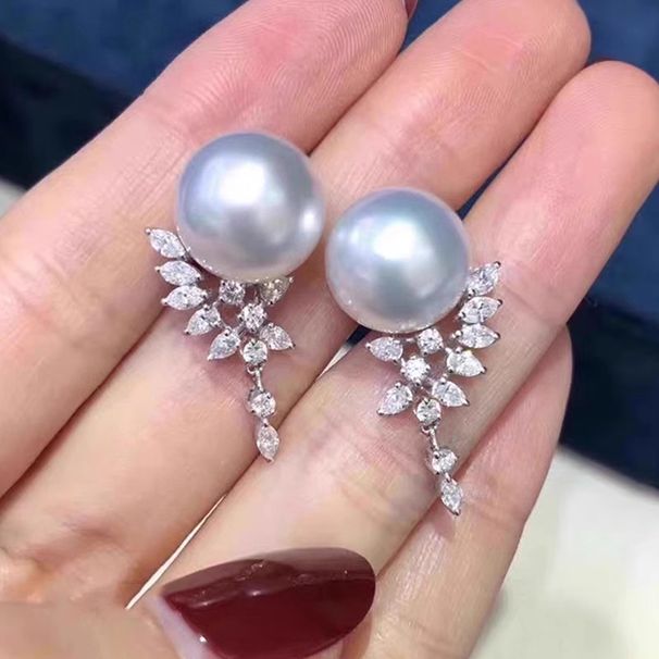 Cao Shi Imitates Pearl Earrings For Female Actors, Elegant Temperament, Geometric Zircon Earrings, Design Sense, Light_ipsvogv.com