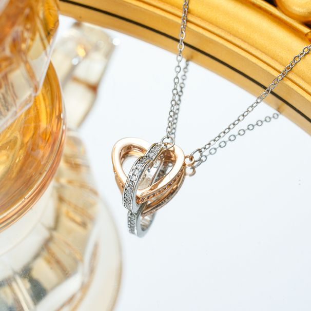 fashion personality interlocking two-color love diamond necklace stainless steel jewelry summer does not fade_ipsvogv.com