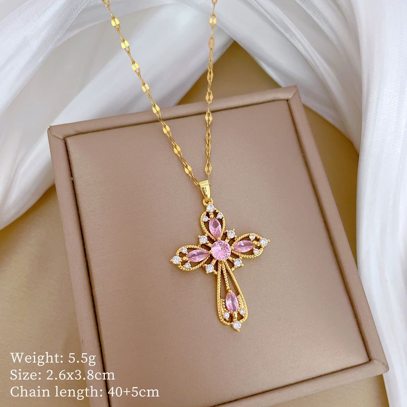 Steel 【 Titanium 】 A Light Luxury Cross With Temperament, Luxurious Diamond Necklace That Is Versatile For Women, 【 】 Temperament, Women,_ipsvogv.com