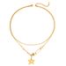14K Gold Plated Double Layer Star Necklace - Geometric Clavicle Chain For Women, Ins Style Design_ipsvogv.com