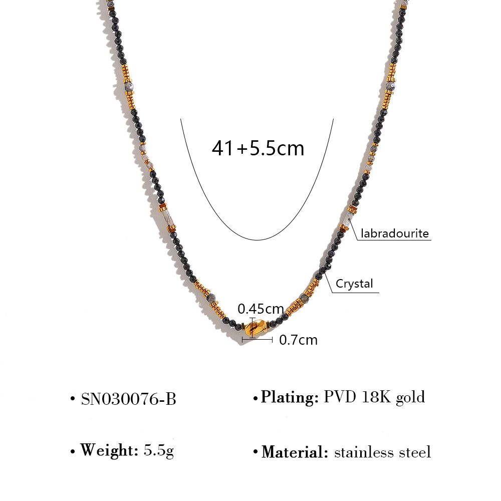 Colored Beaded Necklace Female Retro Niche Autumn And Winter Dopamine Colored Natural Stone Clavicle Chain Necklace_ipsvogv.com