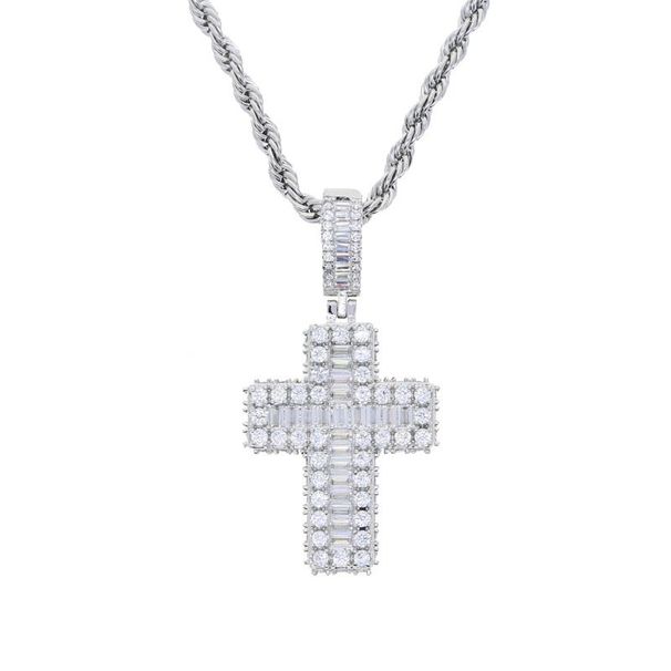 New Hip Hop Cross Pendant Inlaid With Zircon Gold And Sier Punk Style Necklace Jewelry For One Piece_ipsvogv.com