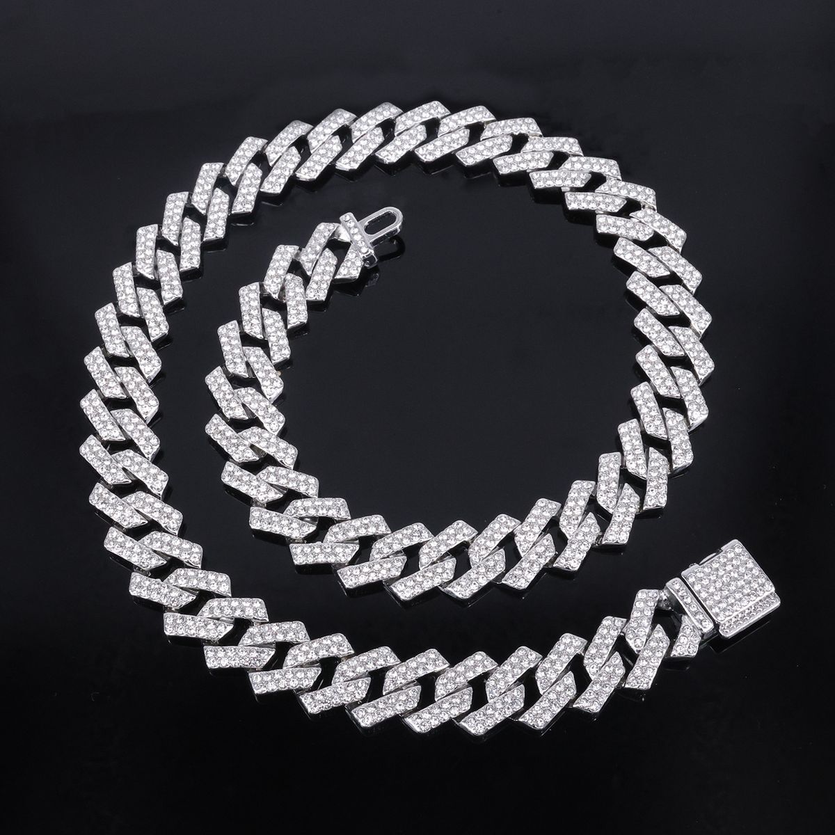Unisex Jewelry Fashion Jewelry Full Diamond New 15 Diamond Small Flip Necklace Hiphop Rap Men's Hip Hop Cuban Chain_ipsvogv.com