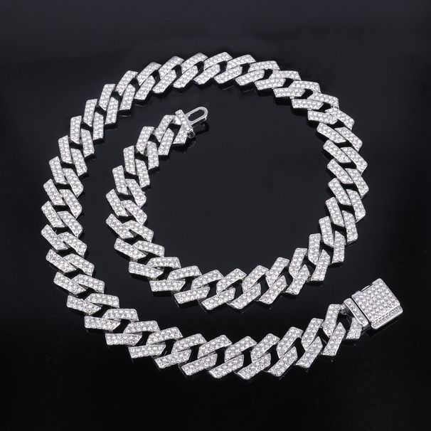 Unisex Jewelry Fashion Jewelry Full Diamond New 15 Diamond Small Flip Necklace Hiphop Rap Men's Hip Hop Cuban Chain_ipsvogv.com