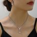 Minimalist and Fresh Women's Earring Necklace Set Korean Edition Inlaid Zircon Water Drop Earrings Versatile Clavicle_ipsvogv.com