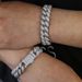 Hip Hop Cuban Link Chain Necklace For Men And Women, Geometric Design With Diamond Accents, Adjustable Length 46-51cm, Silver Tone_ipsvogv.com