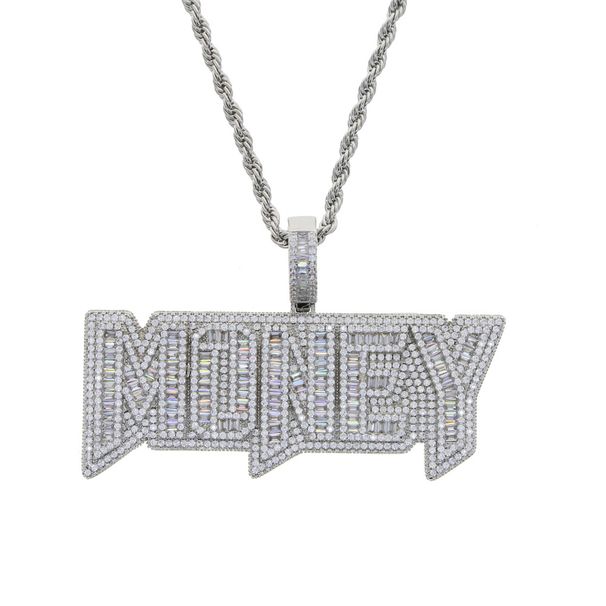 Men's Hip Hop Letter Pendant Necklace With Full CZ Stones, Trendy Cuban Chain, Silver & Gold Options (Sizes 50-80cm) Hip Hop Pendant_ipsvogv.com