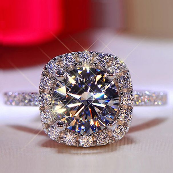 Sanjie Jewelry Platinum Plated Heart Eight Arrow Simulated Zircon Engagement Ring_ipsvogv.com