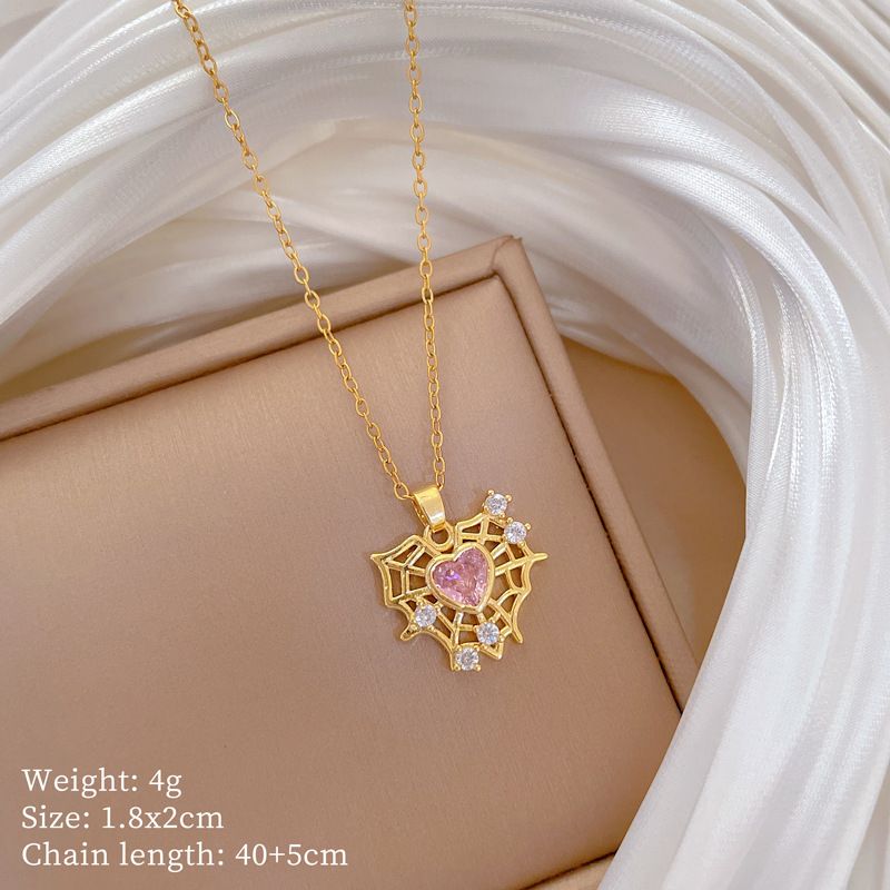 【 Titanium Steel 】 A Thread Hollow Heart Of Diamonds, Light Luxury Temperament, Gorgeous Full Diamond Necklace, Women's_ipsvogv.com