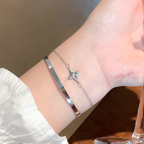 Little Waist Women's Star, Plain Circle, Double-layer Light Luxury, Niche Bracelet, Exquisite Jewelry_ipsvogv.com