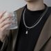 Titanium steel personality Cuban double layer 26 letter necklace men and women trend hip hop niche sweater chain pendant jewelry_ipsvogv.com