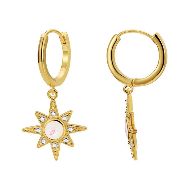 Bohemian Epoxy Elegant Fashion Earrings For Women Retro All Match Sun Shaped Zircon Earrings_ipsvogv.com