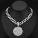 Disc Full Diamond Number 7 Alloy Pendant, Trendy Cuban Necklace, Men's Hip-hop Accessory, Personalized Necklace_ipsvogv.com