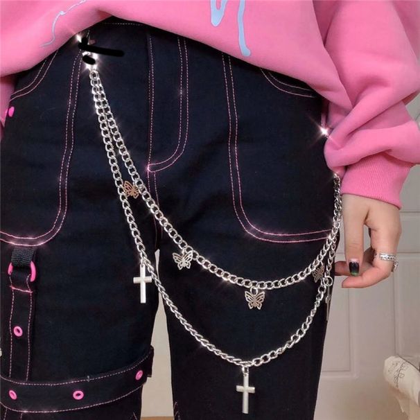 Jewelry Personality, Fashion Trendsetter, Simple And Versatile Pants Chain, Hip-hop Butterfly Cross Decorative Chain_ipsvogv.com