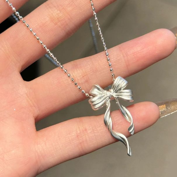 Ribbon Matte Bow Necklace For Women, Unique Design, Fashionable Ins Style, Elegant And Sweet Clavicle Chain_ipsvogv.com