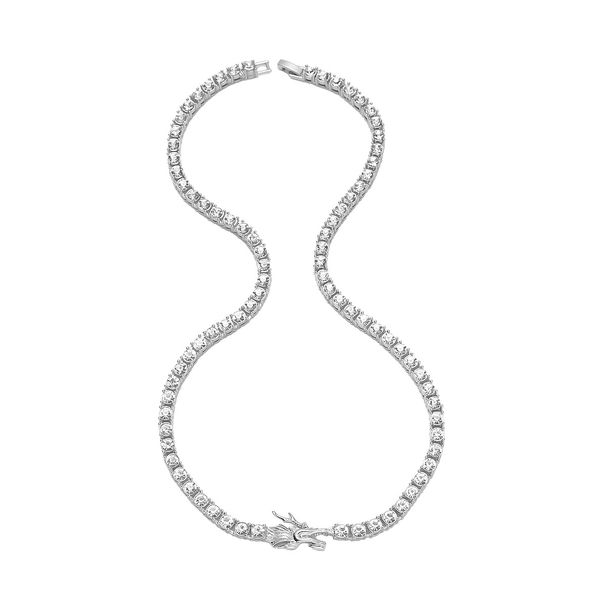 Hip Hop Men's Alloy Rhinestone Single Row Diamond Tennis Chain Punk Trendy Necklace_ipsvogv.com