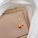 】 Love 【 Cherry Fashion Light Luxury Charm Gorgeous Fu Diamond Neckace Women's Versatie Cavice Chain Titanium 【 】_ipsvogv.com
