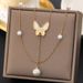 New Pearl Butterfly Necklace, Niche Tassel, Double Layered Collarbone Chain, Women's Design Neck Chain_ipsvogv.com