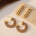 Women’s Jewelry Set Fashion Hot Selling Woven Mesh Wide C Shaped Earrings Stainless Steel Gold Plated Personalized Earrings_ipsvogv.com