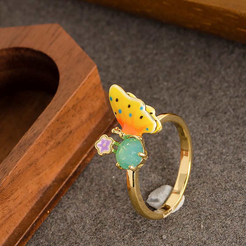 French Elegant Oil Drop Flower Zircon Open Ring Female Light Luxury Fashion High End Fat Hand Adjustable Index Finger Ring_ipsvogv.com