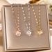 Korean Version Gold-plated Hollowed Out Titanium Steel Necklace For Women, Minimalist Square With Diamond Pendant, Mesh_ipsvogv.com