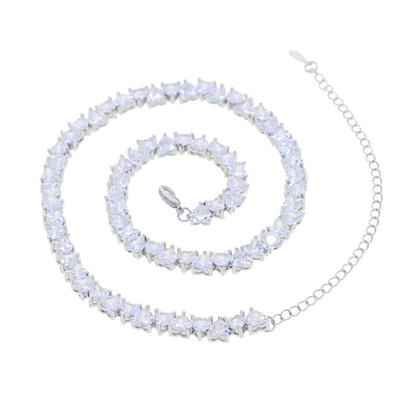 Women's Jewelry Fashion Trend New Asymmetrical Heart Shaped Zircon Necklace_ipsvogv.com