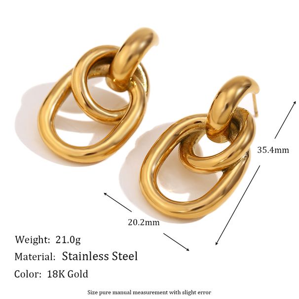 Women's Jewelry Fashion Niche Personality Earrings Stainless Steel Plated K Gold French O Shaped Winding Geometric Earrings_ipsvogv.com