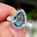 Cao Shi's New Wedding Sea Blue Pear Shape Engagement Net Red Water Drop Diamond Jewelry Ring_ipsvogv.com