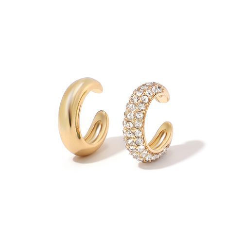 Unisex Hot Selling C Shaped Earrings Fashionable Colorful Zircon Alloy Ear Clips, Glossy Exaggerated Full Diamond Earrings For Women_ipsvogv.com