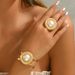 Pearl & Geometric Ring Set For Women - Elegant Stackable Bracelet With Index Finger Ring, Boho Chic Jewelry Set_ipsvogv.com