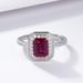 Classic Geometric Cultivated Emerald Ring S925 Silver Inlaid Cultivated Colored Gemstone Index Finger Ring Banquet Wedding Light Luxury_ipsvogv.com