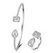 Women's Jewelry Open End Teardrop Full Diamond Zircon Bracelet Ring Two Piece Set High Grade Square Diamond Adjustable Jewelry Hand Jewelry_ipsvogv.com