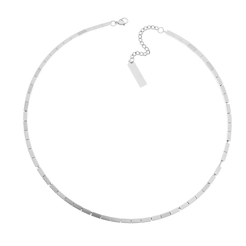 Three Dimensional Geometric Small Square Titanium Steel Necklace For Men And Women With Simple Temperament Accessories Clavicle Necklace Cold Style_ipsvogv.com