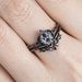 Inlaid Water Drop Zircon Gun Black Electroplating Women's Clover Flower Pair Ring_ipsvogv.com