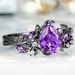 Sanjie Purple Topaz Natural Ring Fashion Inlaid Water Drop Jewelry_ipsvogv.com
