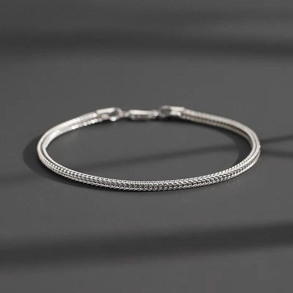 S Pure Silver Fox Tail Bracelet Thin Men's Rope Hip-Hop Versatile Woven Couple Style Plain Chain Women's Hand Jewelry_ipsvogv.com