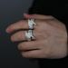 Men's Hiphop Geometric Ring With Diamond Accents, Silver Tone, Sizes 8-10 Ring Style Hip Hop Street Trend Men's Jewelry_ipsvogv.com