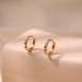 Turquoise earrings brass plated with K real gold color preserving retro circle metal texture ear buckles high end feel_ipsvogv.com