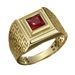 gold-plated Simple And Fashionable, Red Square Zircon Men's Ring, Striped Ring_ipsvogv.com