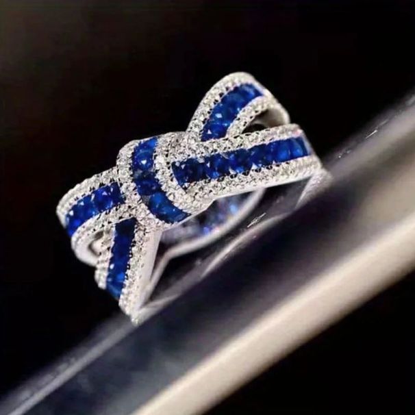 Cao Shi's High End Korean Edition Bow Ribbon Irregular Cross Light Luxury Fashion Ring_ipsvogv.com