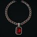 Unisex New Hot Sale Red Gem Alloy Pendant Sugar Cube Red Gem Cuban Chain Hip Hop Trend Couple Necklace_ipsvogv.com