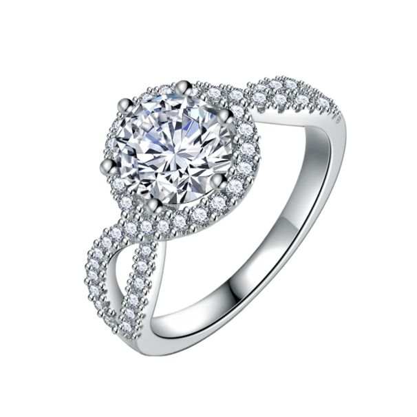 Classic Six-Prong Double Row Micro-Paved Zircon Twist Arm Full Diamond Engagement Wedding Ring_ipsvogv.com