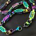 Rainbow Iridescent Stainless Steel 8.5mm Width Man's Woman's Necklace Bracelet Chain Jewelry_ipsvogv.com
